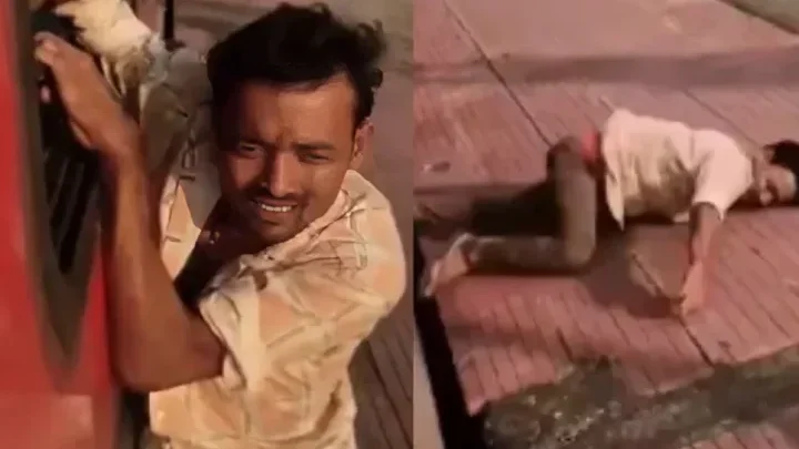চলন্ত ট্রেনে মোবাইল চুরির চেষ্টা, জানালায় ঝুলিয়ে রাখলেন যাত্রীরা!