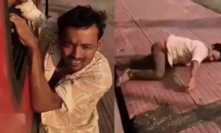 চলন্ত ট্রেনে মোবাইল চুরির চেষ্টা, জানালায় ঝুলিয়ে রাখলেন যাত্রীরা!