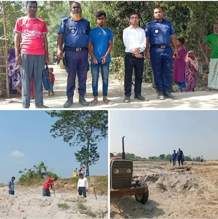 সাঘাটায় অবৈধ বালু উত্তোলনবিরোধী অভিযান: কাঁকড়া গাড়িচালকের ১৫ দিনের কারাদণ্ড
